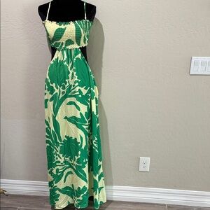RESA Green and Cream Floral Maxi Dress